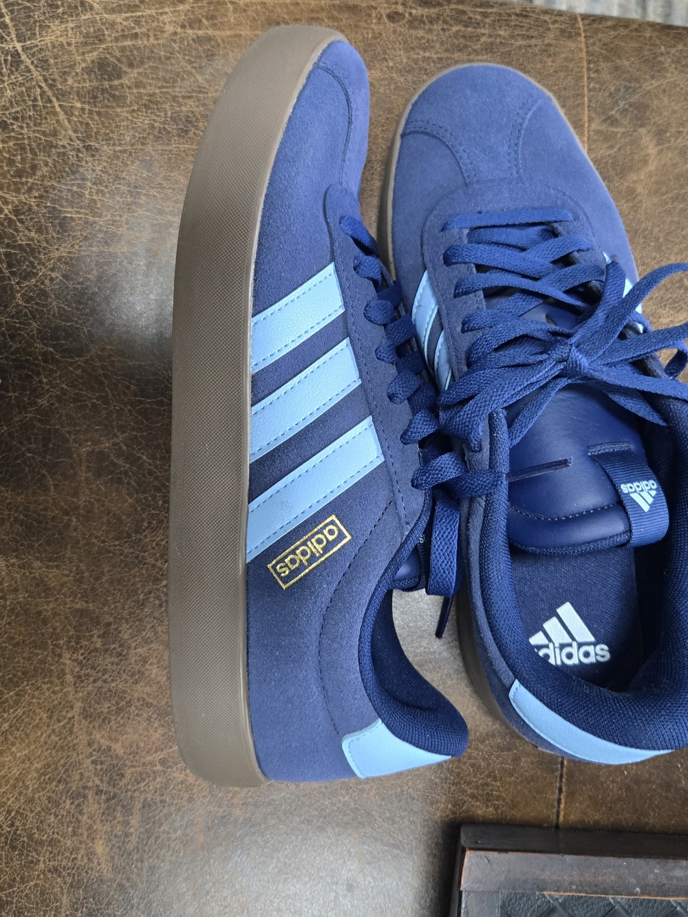 Adidas Womens Navy and Light Blue Suede Sneakers